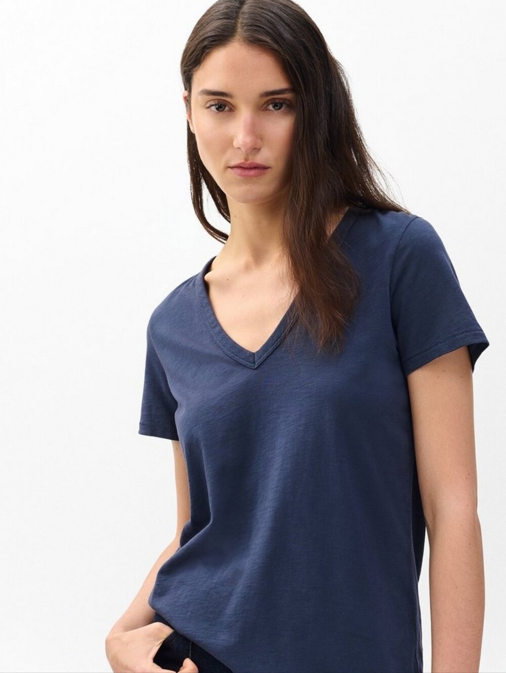 rag & bone Women's "The Slub Vee" Short Sleeve T In Navy